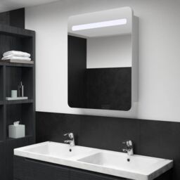 Berkfield Home LED Bathroom Mirror Cabinet 60x11x80 cm in White - Size: 60 x 11 x 80 cm - thumbnail 1