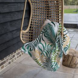 Benjamin Tate Design Tropical palm leaves Designer Blanket in Natural - Size: 120 cm x 150 cm - thumbnail 3