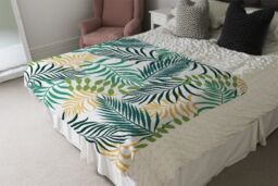 Benjamin Tate Design Tropical palm leaves Designer Blanket in Natural - Size: 120 cm x 150 cm - thumbnail 4