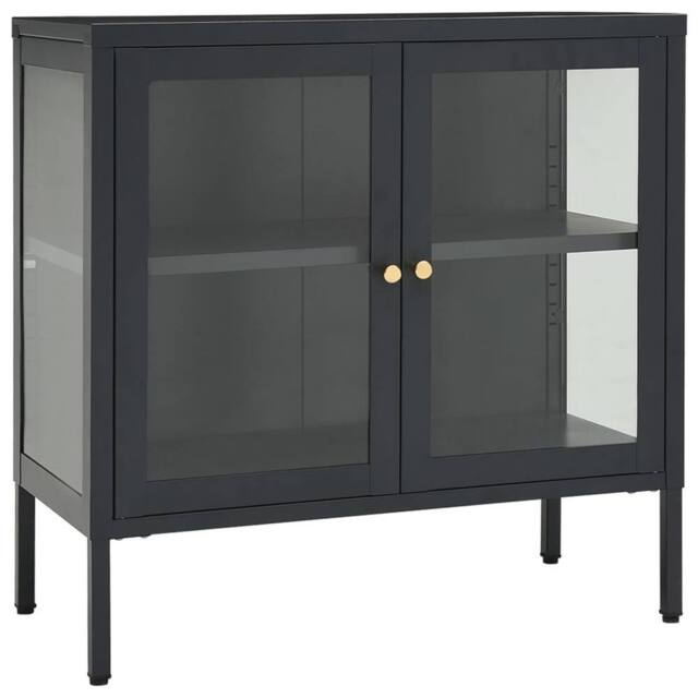 Berkfield Home Sideboard Anthracite 70x35x70 cm Steel & Glass in Black - Size: 70 x 35 x 70 cm - image 1