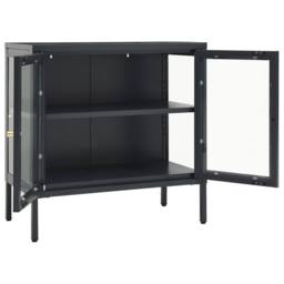 Berkfield Home Sideboard Anthracite 70x35x70 cm Steel & Glass in Black - Size: 70 x 35 x 70 cm - thumbnail 6