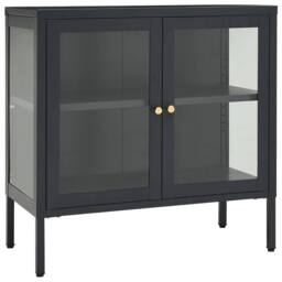 Berkfield Home Sideboard Anthracite 70x35x70 cm Steel & Glass in Black - Size: 70 x 35 x 70 cm