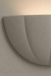 ValueLights Leonardo Scallop Curve Ceramic Flush Wall Sconce Light with Bulb in Pale Grey - thumbnail 5
