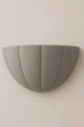 ValueLights Leonardo Scallop Curve Ceramic Flush Wall Sconce Light with Bulb in Pale Grey - thumbnail 3