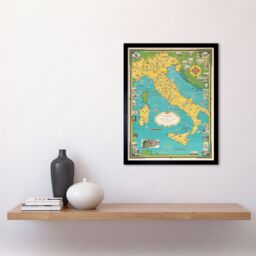 "Artery8 Wall Art Print Ernest Chase 1944 Italy Vatican City Detailed Vintage Pictorial Map Art Framed in Black - Size: W12"" x H16""" - thumbnail 2