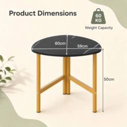 Kelvenix Triangle Center Table with Metal Legs in Black - Size: 0.6m2 - thumbnail 2