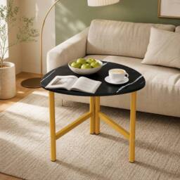 Kelvenix Triangle Center Table with Metal Legs in Black - Size: 0.6m2 - thumbnail 3