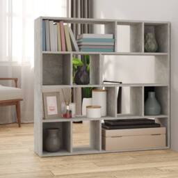 Berkfield Home Book Cabinet/Room Divider Concrete Grey 105x24x102 cm - Size: 105 x 24 x 102 cm - thumbnail 2