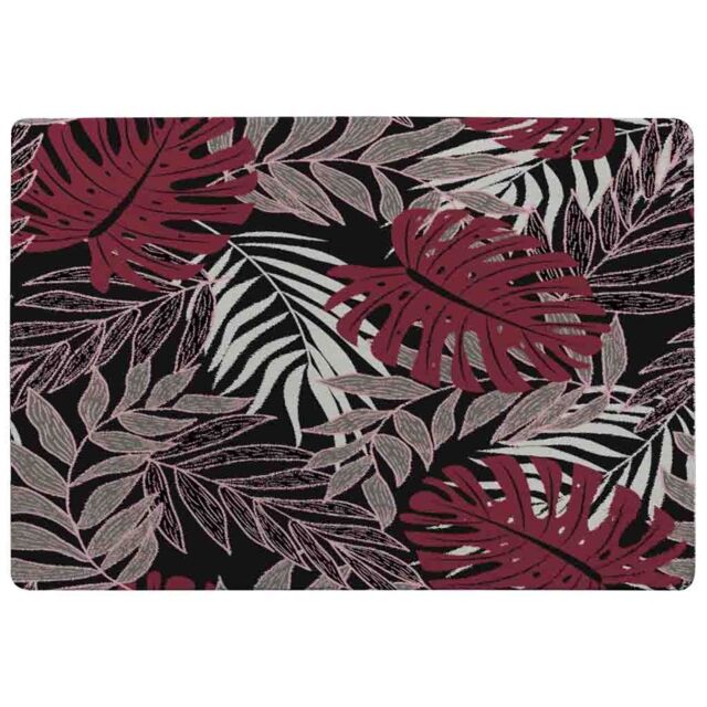 Benjamin Tate Design Tropical Leaves In Red White & Grey Rug in Natural - Size: Large - image 1