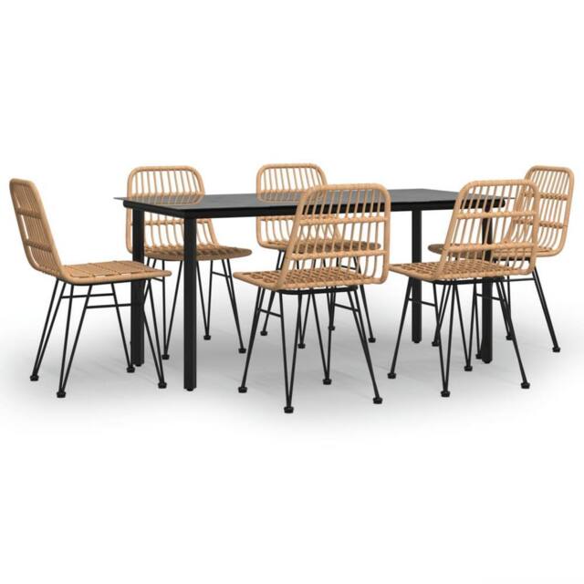 Berkfield Home 7 Piece Garden Dining Set Poly Rattan in Brown - image 1