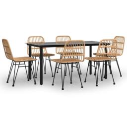 Berkfield Home 7 Piece Garden Dining Set Poly Rattan in Brown - thumbnail 1
