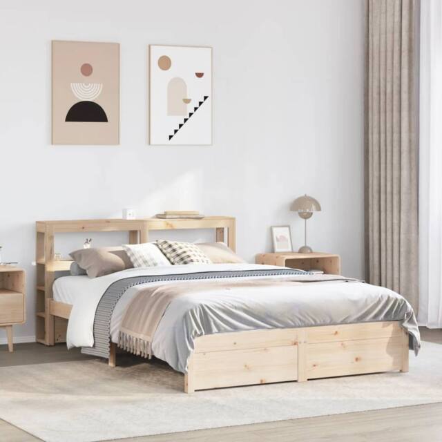 Berkfield Home Bed Frame with Headboard without Mattress 140x200 cm in Brown - image 1