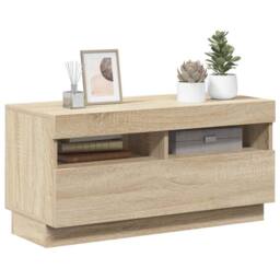Berkfield Home TV Cabinet with LED Lights Sonoma Oak 80x35x40 cm in Light Brown - Size: 80 x 35 x 40 cm - thumbnail 6