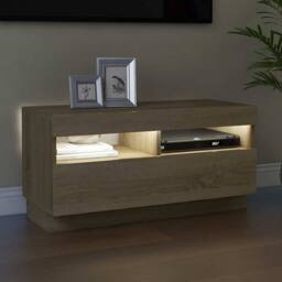 Berkfield Home TV Cabinet with LED Lights Sonoma Oak 80x35x40 cm in Light Brown - Size: 80 x 35 x 40 cm - thumbnail 5