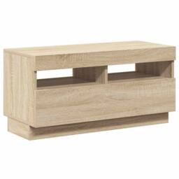 Berkfield Home TV Cabinet with LED Lights Sonoma Oak 80x35x40 cm in Light Brown - Size: 80 x 35 x 40 cm - thumbnail 7