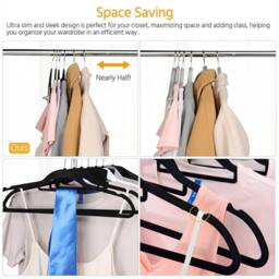 Kelvenix 20x Hangers Black Velvet Coat Hangers Anti Slip - thumbnail 4