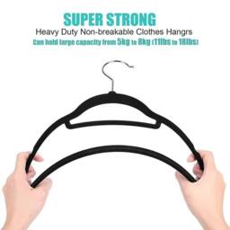 Kelvenix 20x Hangers Black Velvet Coat Hangers Anti Slip - thumbnail 2
