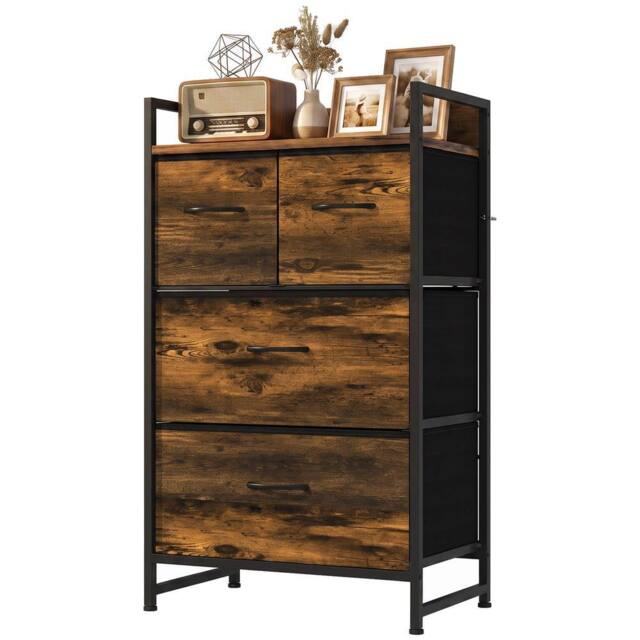 HOMCOM Bedroom Chest of Drawers 4 Drawer Dresser with Shelf, Rustic Brown - image 1