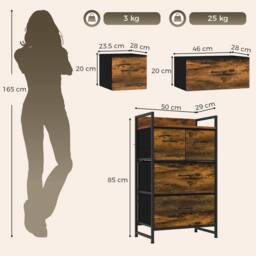HOMCOM Bedroom Chest of Drawers 4 Drawer Dresser with Shelf, Rustic Brown - thumbnail 3