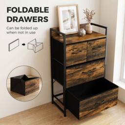 HOMCOM Bedroom Chest of Drawers 4 Drawer Dresser with Shelf, Rustic Brown - thumbnail 6