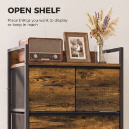 HOMCOM Bedroom Chest of Drawers 4 Drawer Dresser with Shelf, Rustic Brown - thumbnail 5