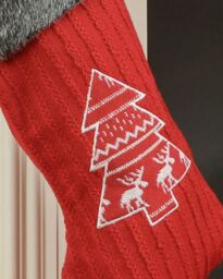 Dibor Set of 4 Red Nordic Tree Xmas Tree Christmas Gift Bag Stocking - Size: 4 Pack - thumbnail 4