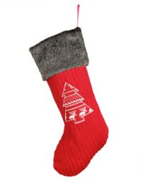 Dibor Set of 4 Red Nordic Tree Xmas Tree Christmas Gift Bag Stocking - Size: 4 Pack - thumbnail 2