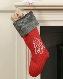 Dibor Set of 4 Red Nordic Tree Xmas Tree Christmas Gift Bag Stocking - Size: 4 Pack - thumbnail 3