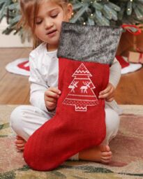 Dibor Set of 4 Red Nordic Tree Xmas Tree Christmas Gift Bag Stocking - Size: 4 Pack