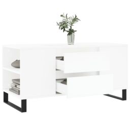 Berkfield Home Coffee Table White 102x44.5x50 cm Engineered Wood - thumbnail 4