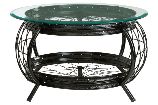 Orsina Distinctive Champagne Gold Finish Coffee Table, Luxurious Finish Modern Table, Durable Iron Frame Table in Black - image 1