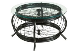 Orsina Distinctive Champagne Gold Finish Coffee Table, Luxurious Finish Modern Table, Durable Iron Frame Table in Black - thumbnail 3