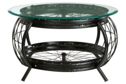 Orsina Distinctive Champagne Gold Finish Coffee Table, Luxurious Finish Modern Table, Durable Iron Frame Table in Black - thumbnail 1