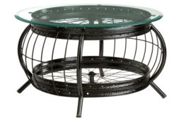 Orsina Distinctive Champagne Gold Finish Coffee Table, Luxurious Finish Modern Table, Durable Iron Frame Table in Black - thumbnail 2
