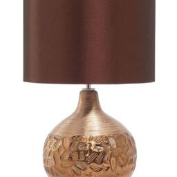 Wyld and Coco Teardrop Porcelain Table Lamp 43 cm Brown Faux Silk Drum Shade - thumbnail 2