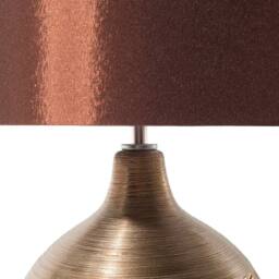 Wyld and Coco Teardrop Porcelain Table Lamp 43 cm Brown Faux Silk Drum Shade - thumbnail 4