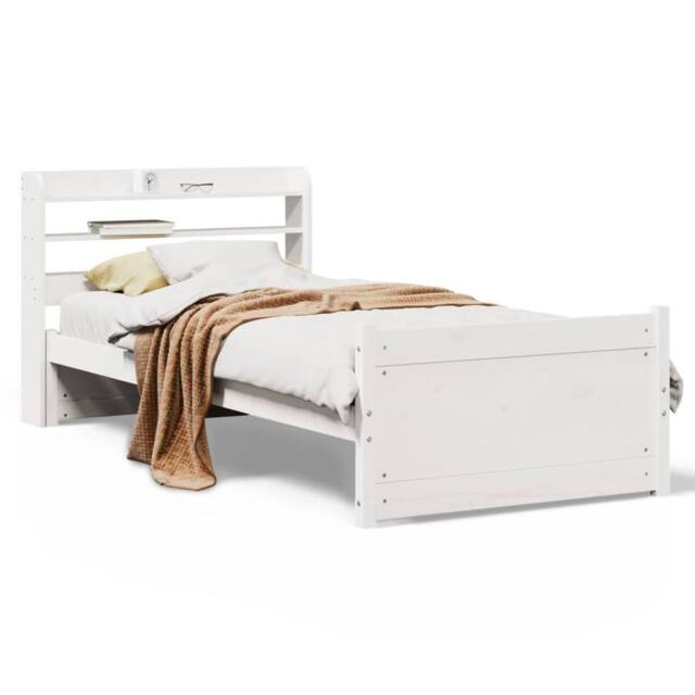 Berkfield Home Bed Frame with Headboard without Mattress White 90x190 cm Single - image 1