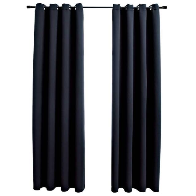 Berkfield Home Blackout Curtains with Metal Rings 2 pcs Black 140x245 cm - image 1