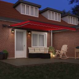 Berkfield Home Manual Retractable Awning with LED Red 400x300 cm - thumbnail 3