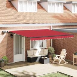 Berkfield Home Manual Retractable Awning with LED Red 400x300 cm - thumbnail 2