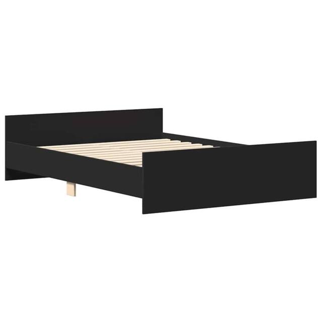 Berkfield Home Durable Bed Frame with Headboard & Footboard Black 120x190 cm S - Size: Small Double - image 1