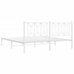 Berkfield Home Metal Bed Frame without Mattress with Headboard White 183x213cm - Size: 183x213 cm - thumbnail 6