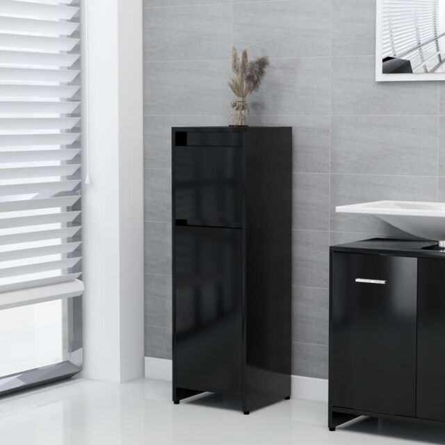 Berkfield Home Bathroom Cabinet Black 30x30x95 cm Engineered Wood - Size: 30 x 30 x 95 cm - image 1