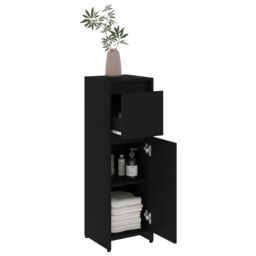Berkfield Home Bathroom Cabinet Black 30x30x95 cm Engineered Wood - Size: 30 x 30 x 95 cm - thumbnail 5