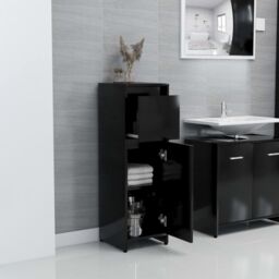 Berkfield Home Bathroom Cabinet Black 30x30x95 cm Engineered Wood - Size: 30 x 30 x 95 cm - thumbnail 4