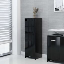 Berkfield Home Bathroom Cabinet Black 30x30x95 cm Engineered Wood - Size: 30 x 30 x 95 cm - thumbnail 1