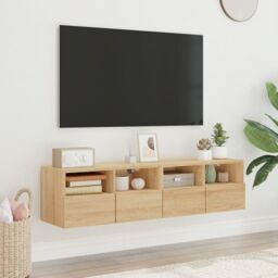Berkfield Home TV Wall Cabinets 2 pcs Sonoma Oak 60x30x30 cm Engineered Wood in Brown - Size: 60 x 30 x 30 cm - thumbnail 3