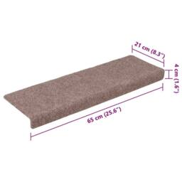 Berkfield Home Stair Mats 5 pcs Brown 65x21x4 cm Needle Punch - Size: Medium - thumbnail 8