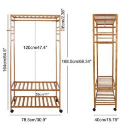 Kelvenix Portable Wooden Clothes Rail Mobile in Natural - thumbnail 2
