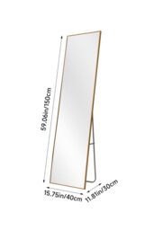 Living and Home 40x150cm Slim Design Metal Frame Full Length Mirror - Wall Mounted/Floor Standing for Home & Fashion Boutiques - Size: 40x150 cm - thumbnail 4